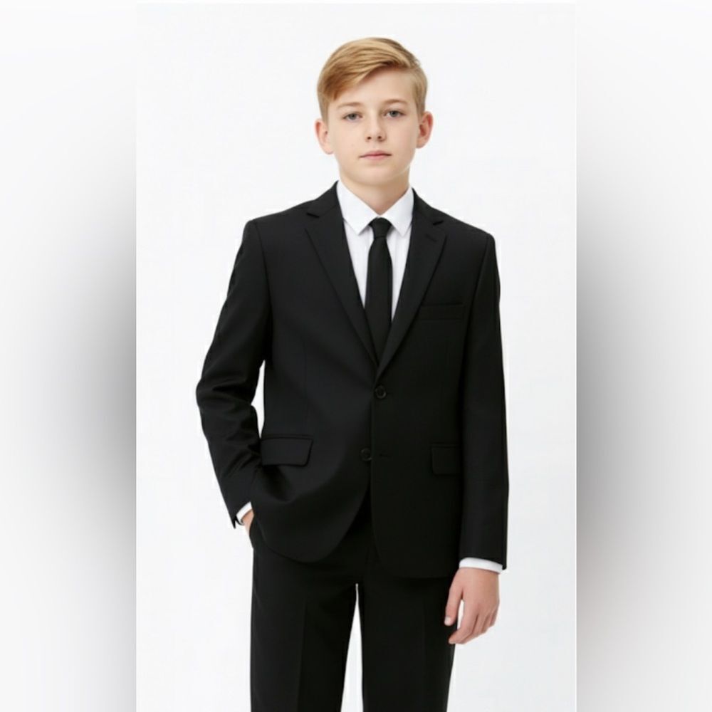 MARC NEW YORK Andrew Mark Boys Black Suit Blazer Jacket Sz 14 Husky 14H